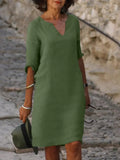 Harper | Elegante V-hals Draped Midi Jurk