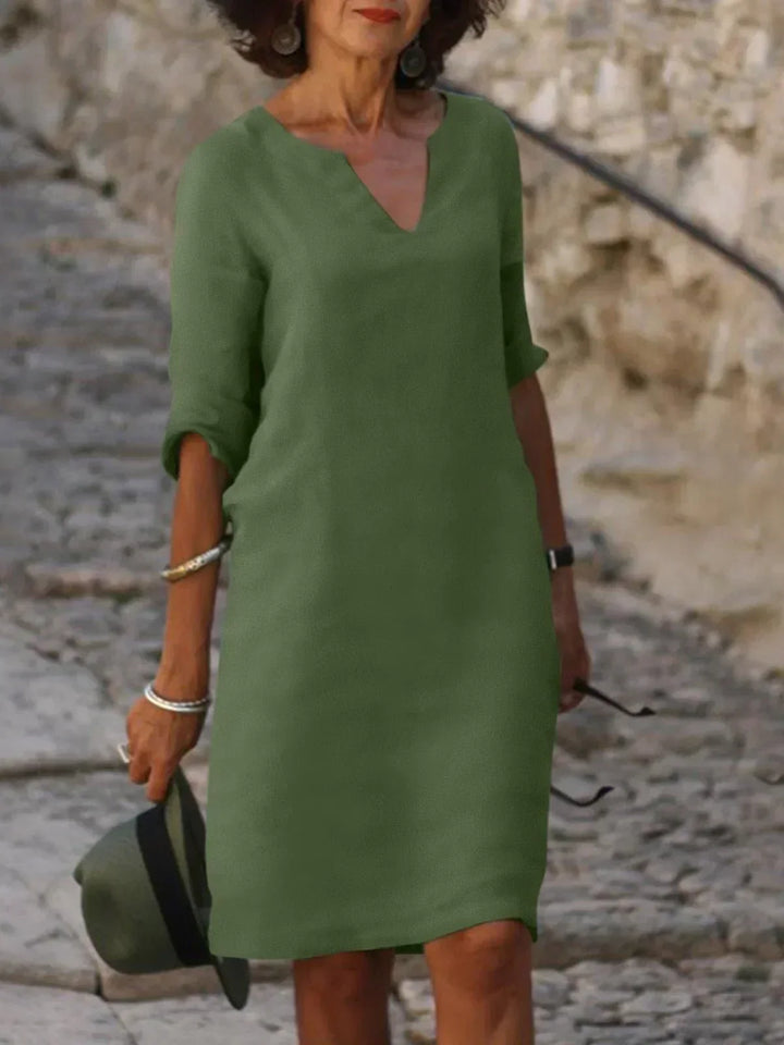 Harper | Elegante V-hals Draped Midi Jurk