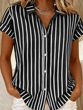 Sylvia | Gestreepte Korte Mouwen Blouse