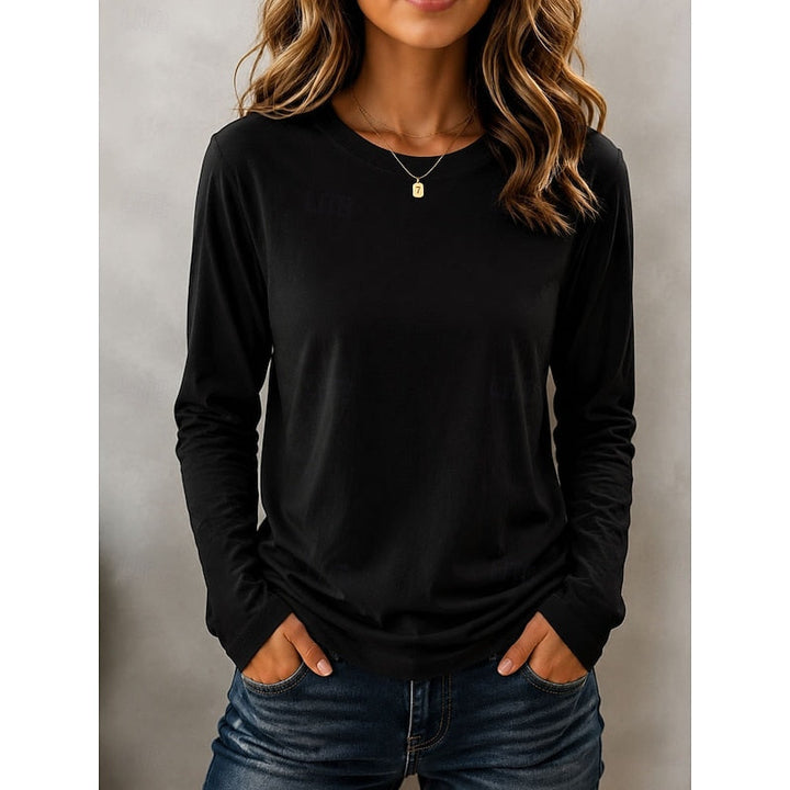 Rachel | Klassieke Lange Mouwen Crew Neck Top