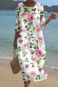 Florence | Tijdloze Bloemen Midi Mouw Jurk