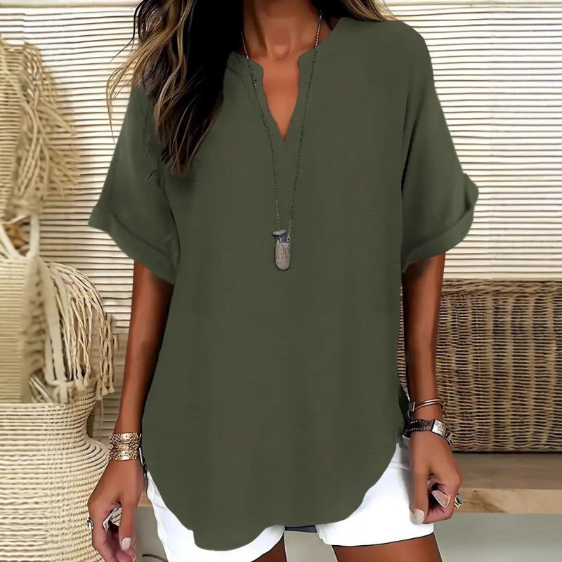 Daniela | Stijlvolle Mid Sleeve V-Hals Blouse