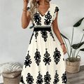 Rosalie | Barokprint V-Hals Maxi Jurk
