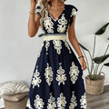 Rosalie | Barokprint V-Hals Maxi Jurk