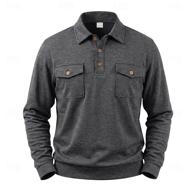 Harold | Verfijnde Lange Mouwen Pocket Polo Shirt
