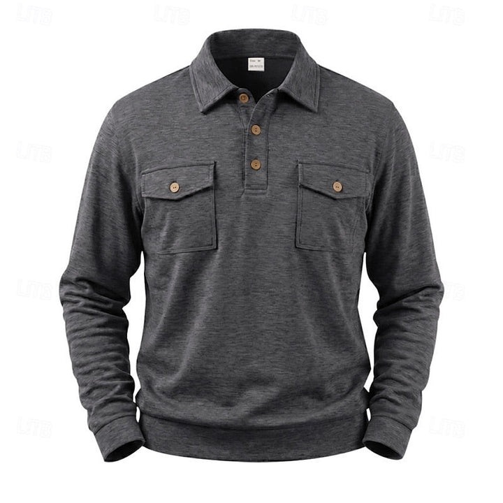 Harold | Verfijnde Lange Mouwen Pocket Polo Shirt
