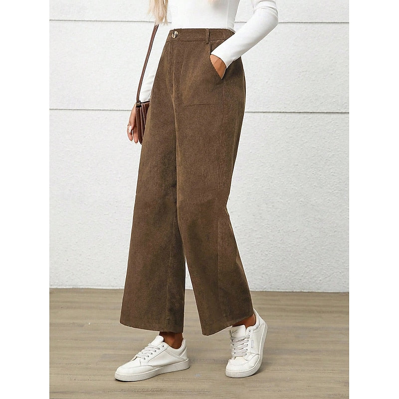 Simone | Brede-Pijpen Hoge Taille Broek