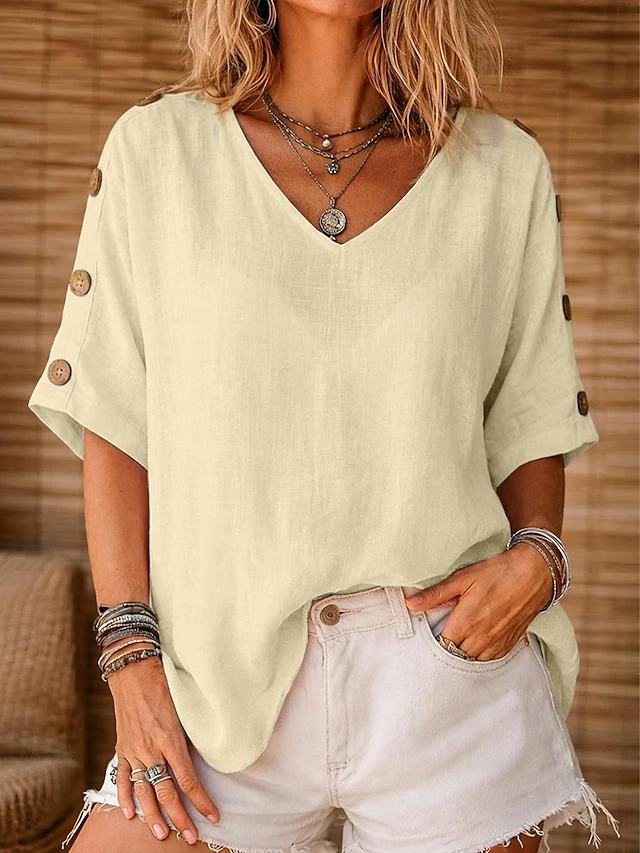 Rosanna | Ontspannen Blouse met Knopenmouwen