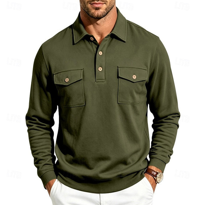 Harold | Verfijnde Lange Mouwen Pocket Polo Shirt