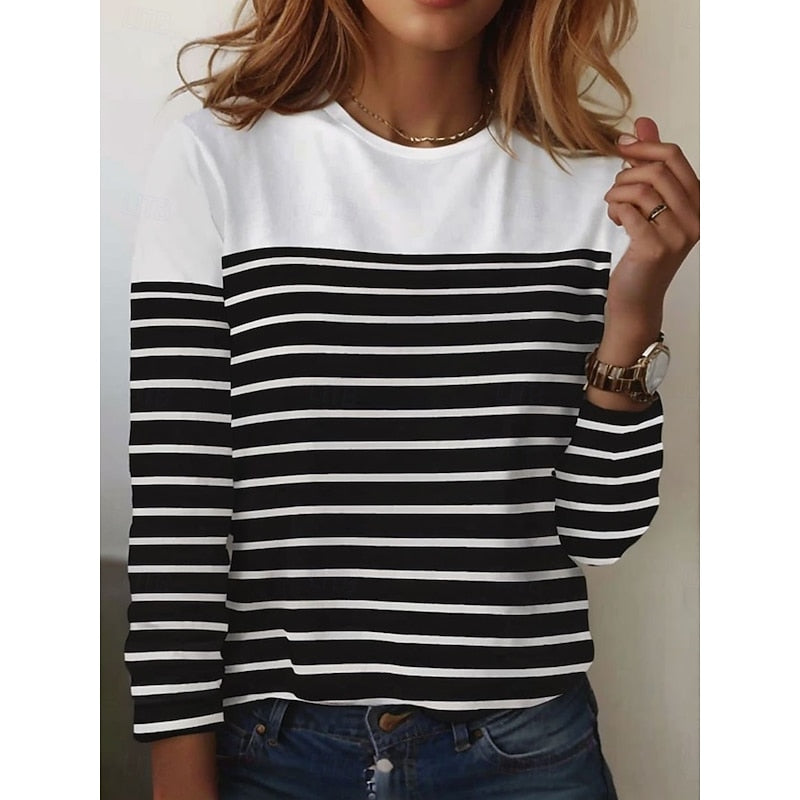 Constance | Gestreepte Lange Mouwen Top