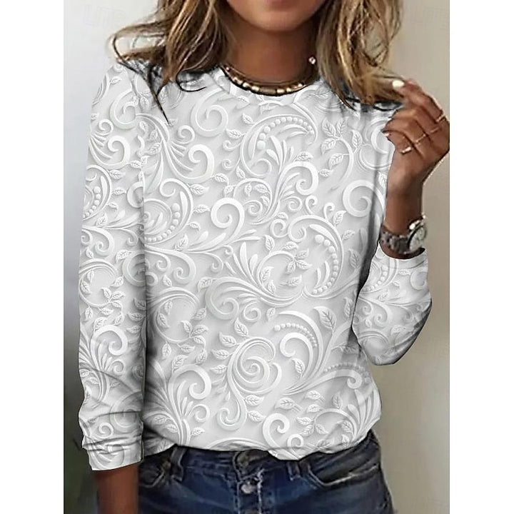 Noelle | Elegante Bloemen Lange Mouw Tuniek Top