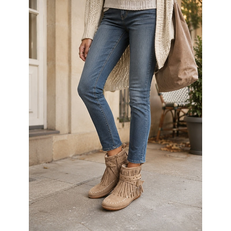 Susannah | Franje Moccasin Enkellaarsjes