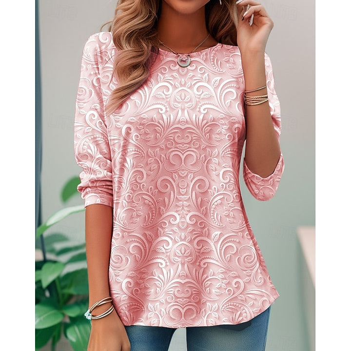 Noelle | Elegante Bloemen Lange Mouw Tuniek Top