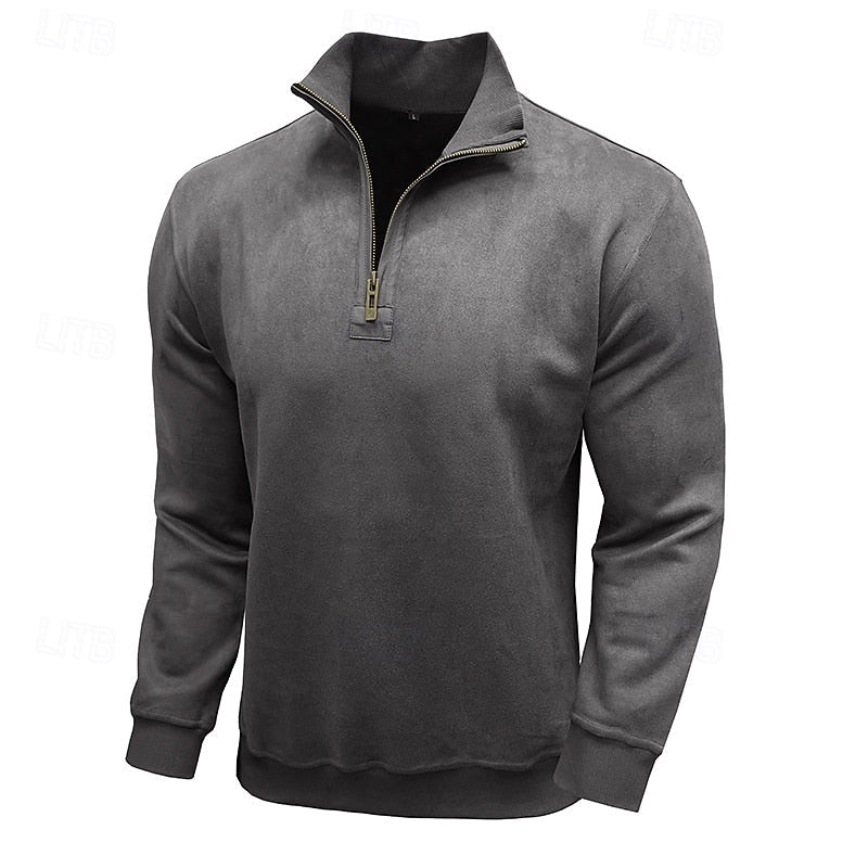 Caleb | Kwart-rits Sweatshirt met Staande Kraag