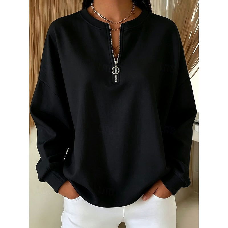 Adeline | Hoge Hals Sweatshirt met Korte Rits
