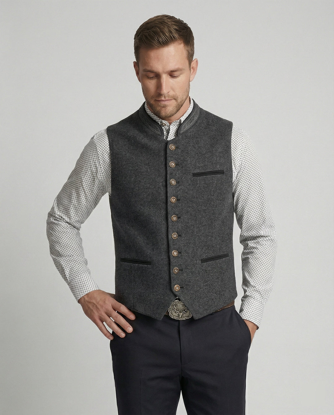 Frederick | Traditionele Staande-Kraag Vest