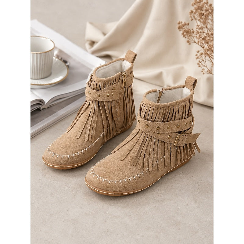 Susannah | Franje Moccasin Enkellaarsjes