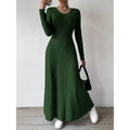 Willa | Geribbelde Maxi-jurk met Lange Mouwen