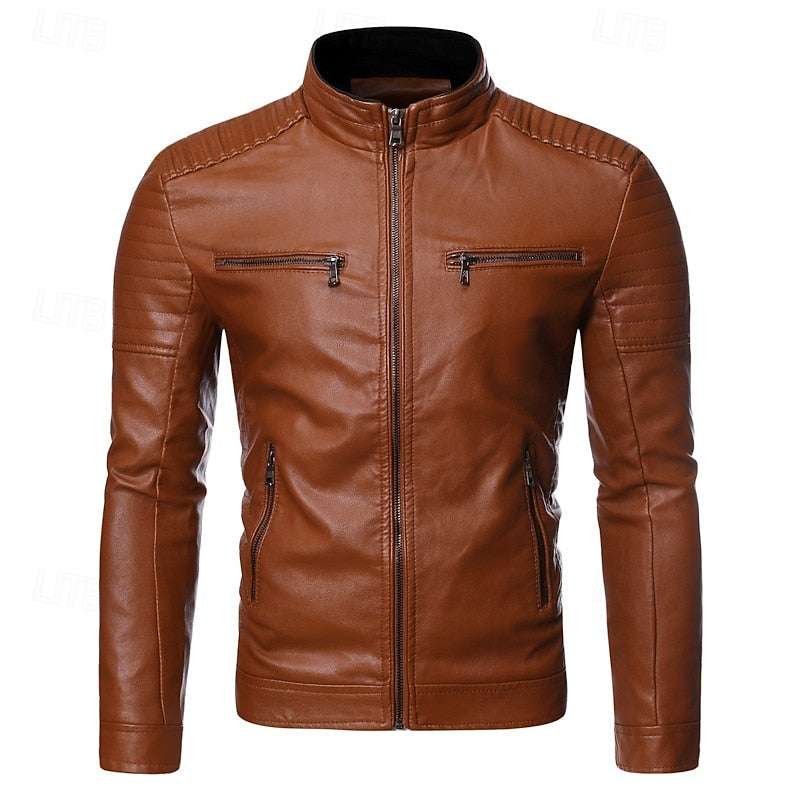 Chandler | Klassieke Bikerjack met Staande Kraag