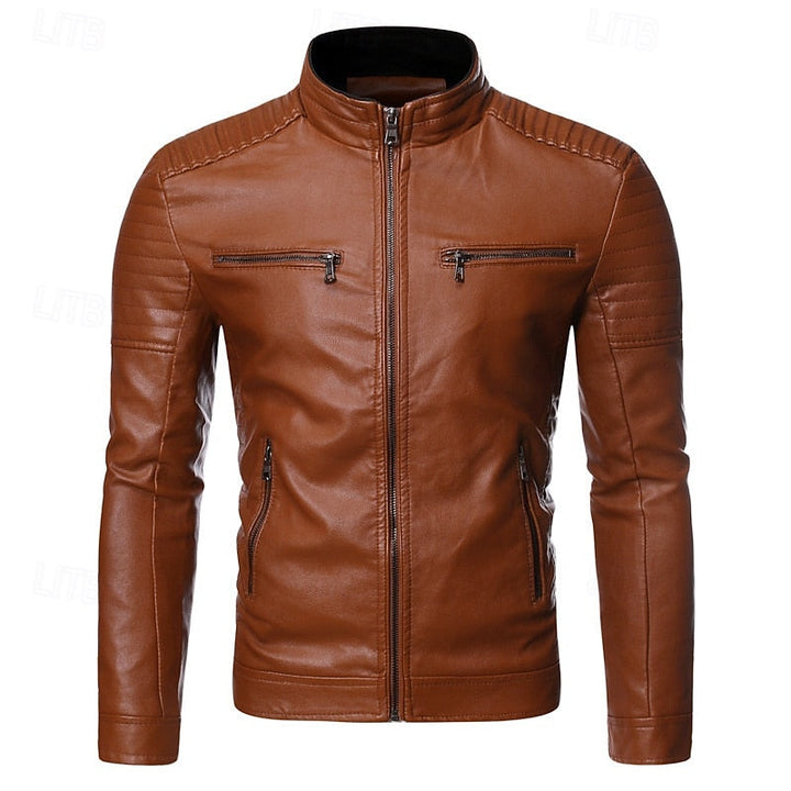 Chandler | Klassieke Bikerjack met Staande Kraag