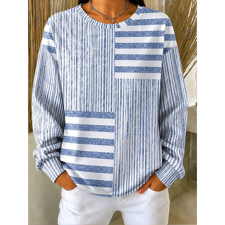 Adelaide | Gestreepte Colorblock Crew Neck Sweatshirt