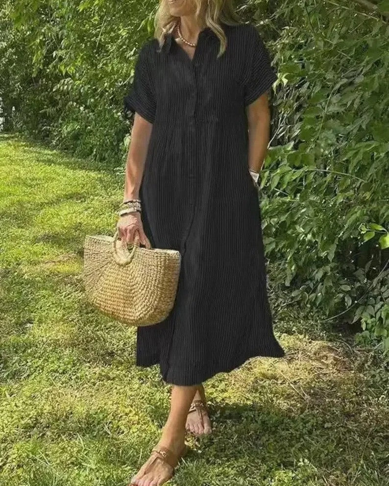 Maggie | Casual Gestreepte Midi Jurk