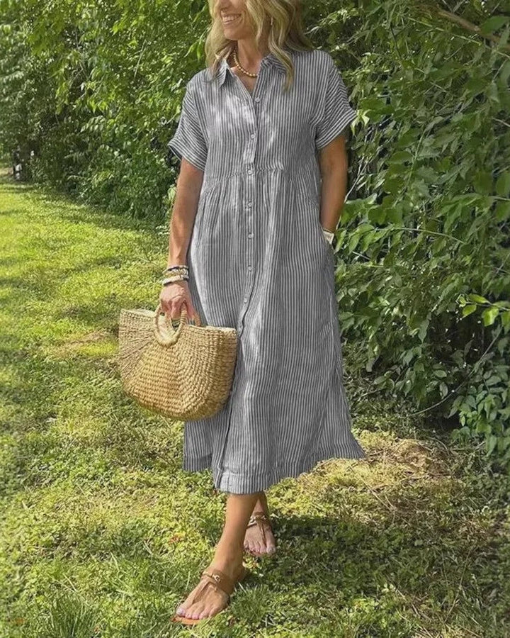 Maggie | Casual Gestreepte Midi Jurk