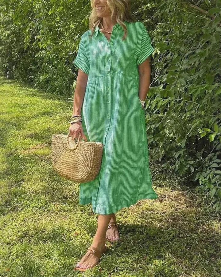 Maggie | Casual Gestreepte Midi Jurk
