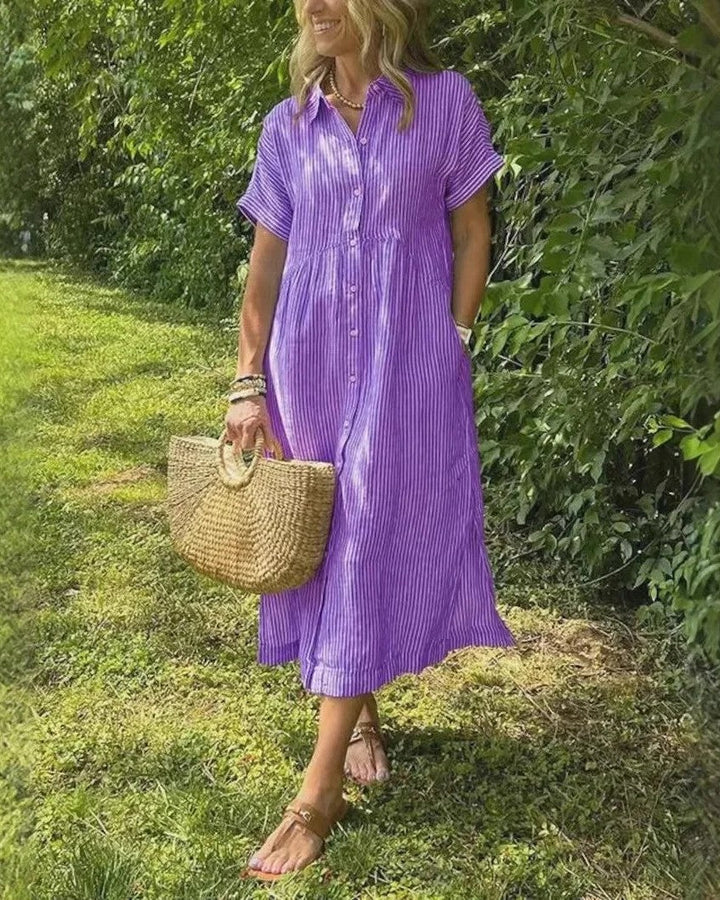 Maggie | Casual Gestreepte Midi Jurk