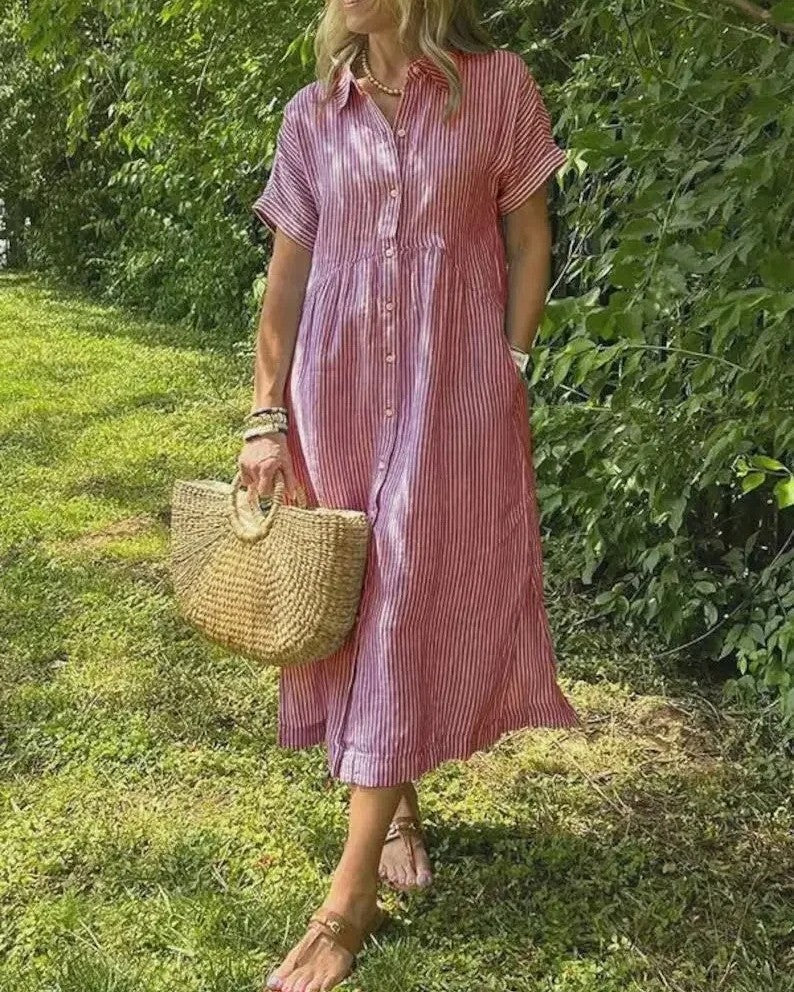 Maggie | Casual Gestreepte Midi Jurk