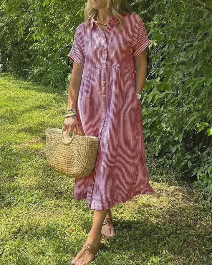 Maggie | Casual Gestreepte Midi Jurk