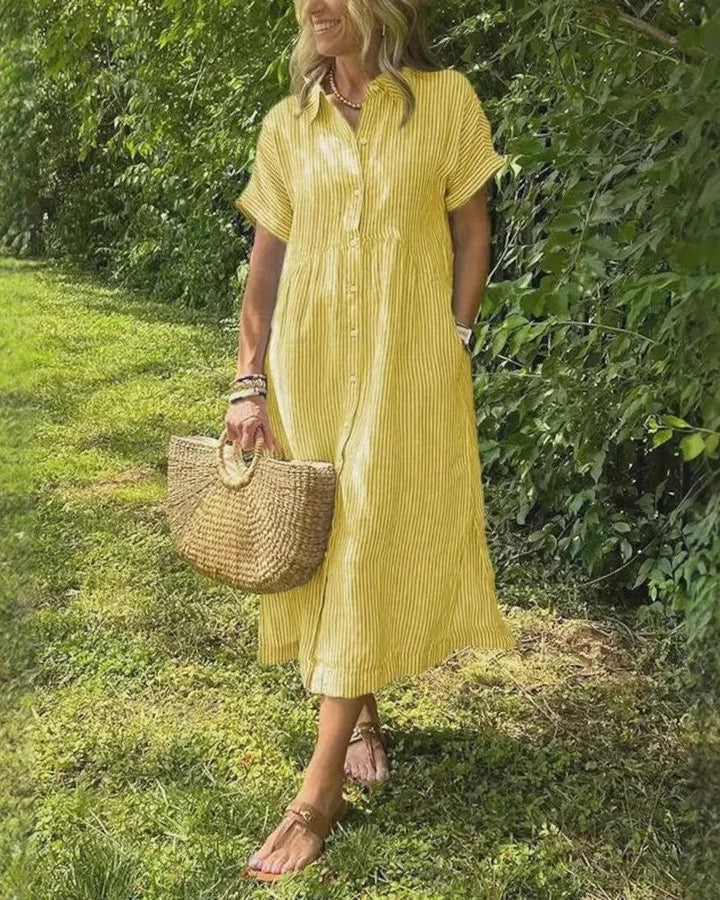 Maggie | Casual Gestreepte Midi Jurk