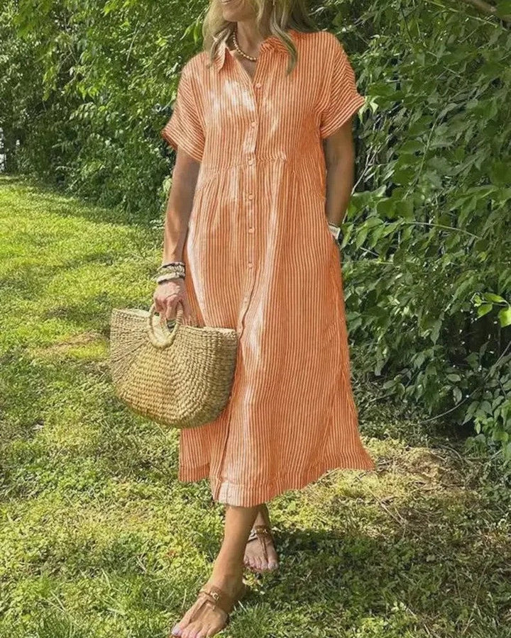 Maggie | Casual Gestreepte Midi Jurk