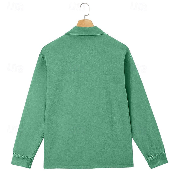 Gabriel | Gewassen Lange Mouwen Polo Shirt