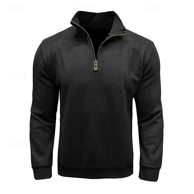 Caleb | Kwart-rits Sweatshirt met Staande Kraag