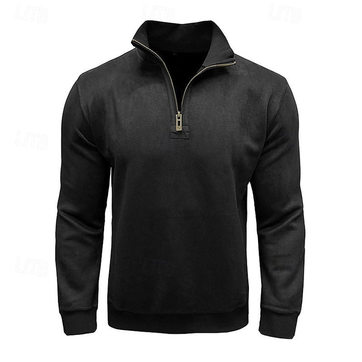 Caleb | Kwart-rits Sweatshirt met Staande Kraag
