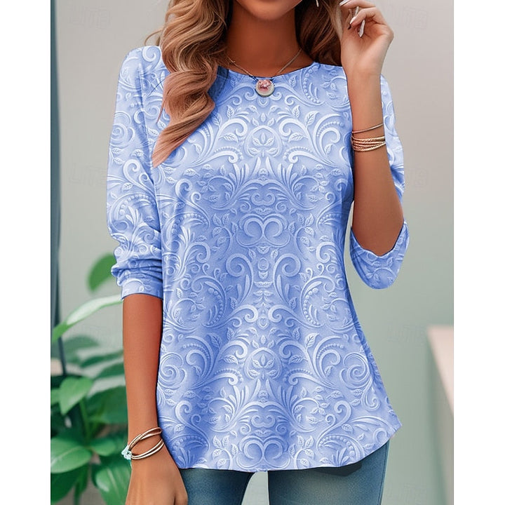 Noelle | Elegante Bloemen Lange Mouw Tuniek Top