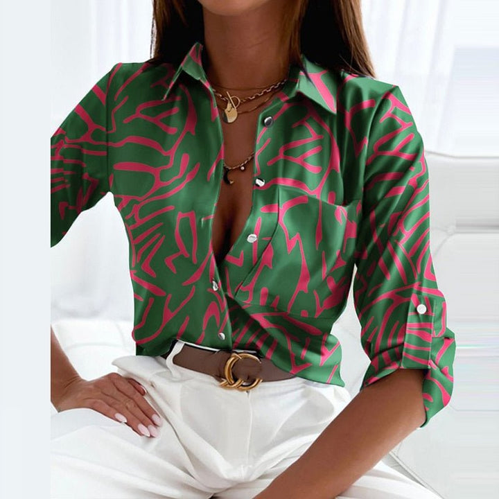Novalie | Klassieke Geprinte Blouse met Kraag