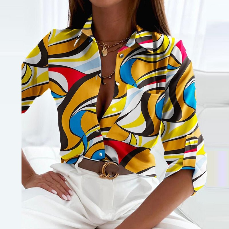 Novalie | Klassieke Geprinte Blouse met Kraag