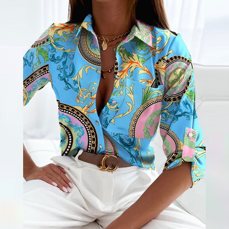 Novalie | Klassieke Geprinte Blouse met Kraag