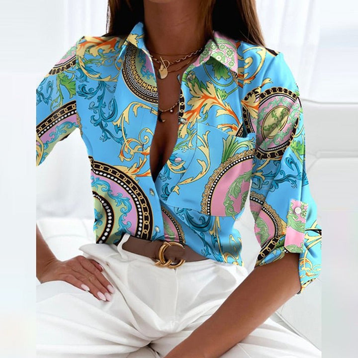 Novalie | Klassieke Geprinte Blouse met Kraag