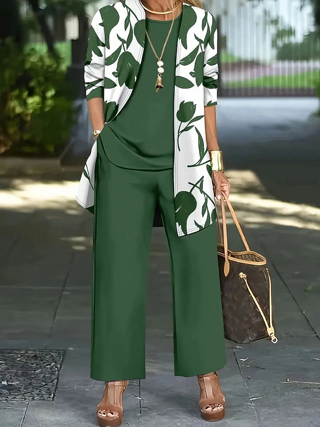 Clementine | Bloemen Drie-Delige Broek Set