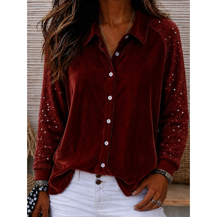 Meredith | Shimmer-Mouw Elegante Shirt