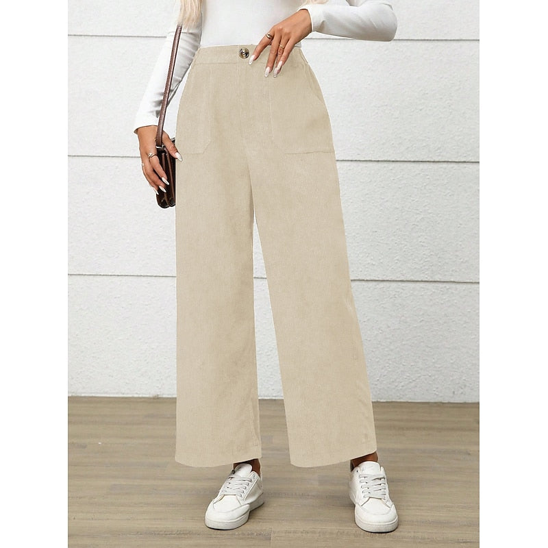 Simone | Brede-Pijpen Hoge Taille Broek