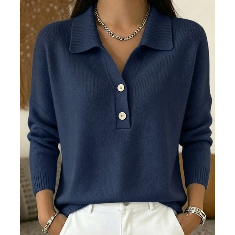 Eliza | Verfijnde Kraag Knop Pullover