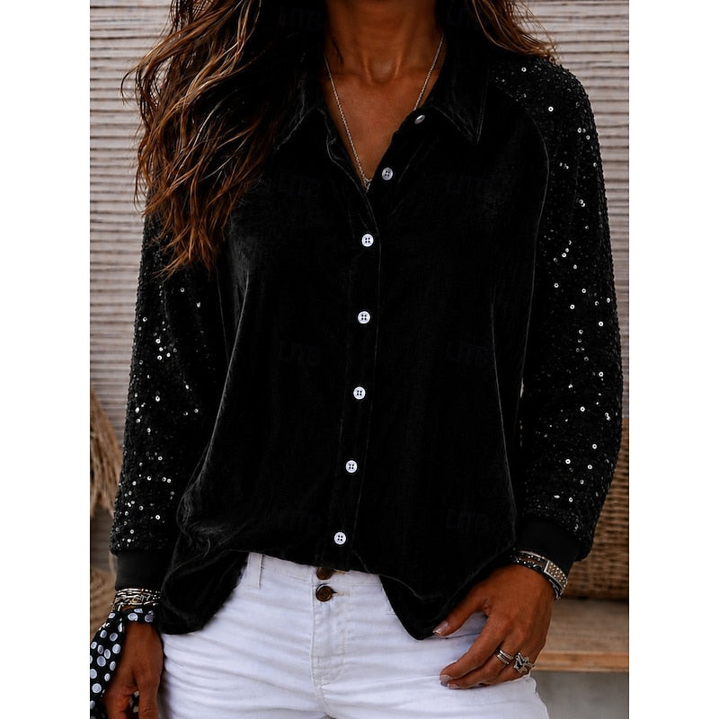 Meredith | Shimmer-Mouw Elegante Shirt