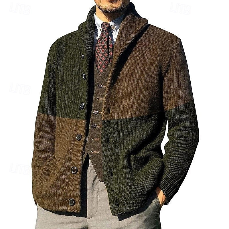 Frederick | Kleurblok Sjaalkraag Cardigan