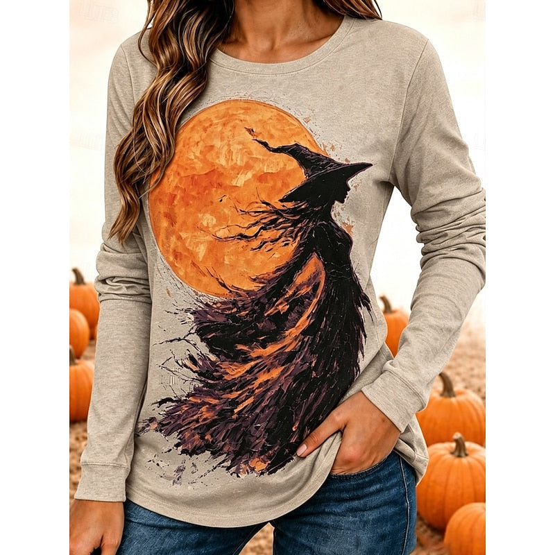 Fern | Halloween Heks Grafisch Lange Mouw Top