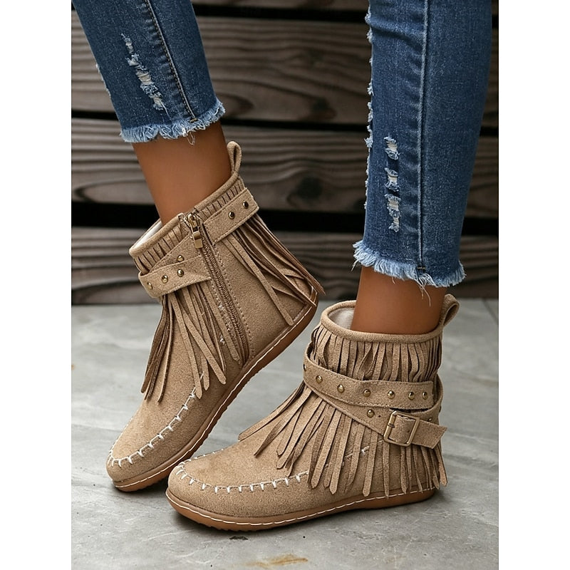Susannah | Franje Moccasin Enkellaarsjes
