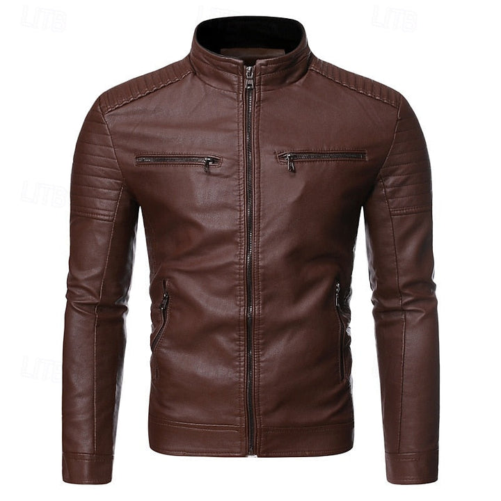 Chandler | Klassieke Bikerjack met Staande Kraag